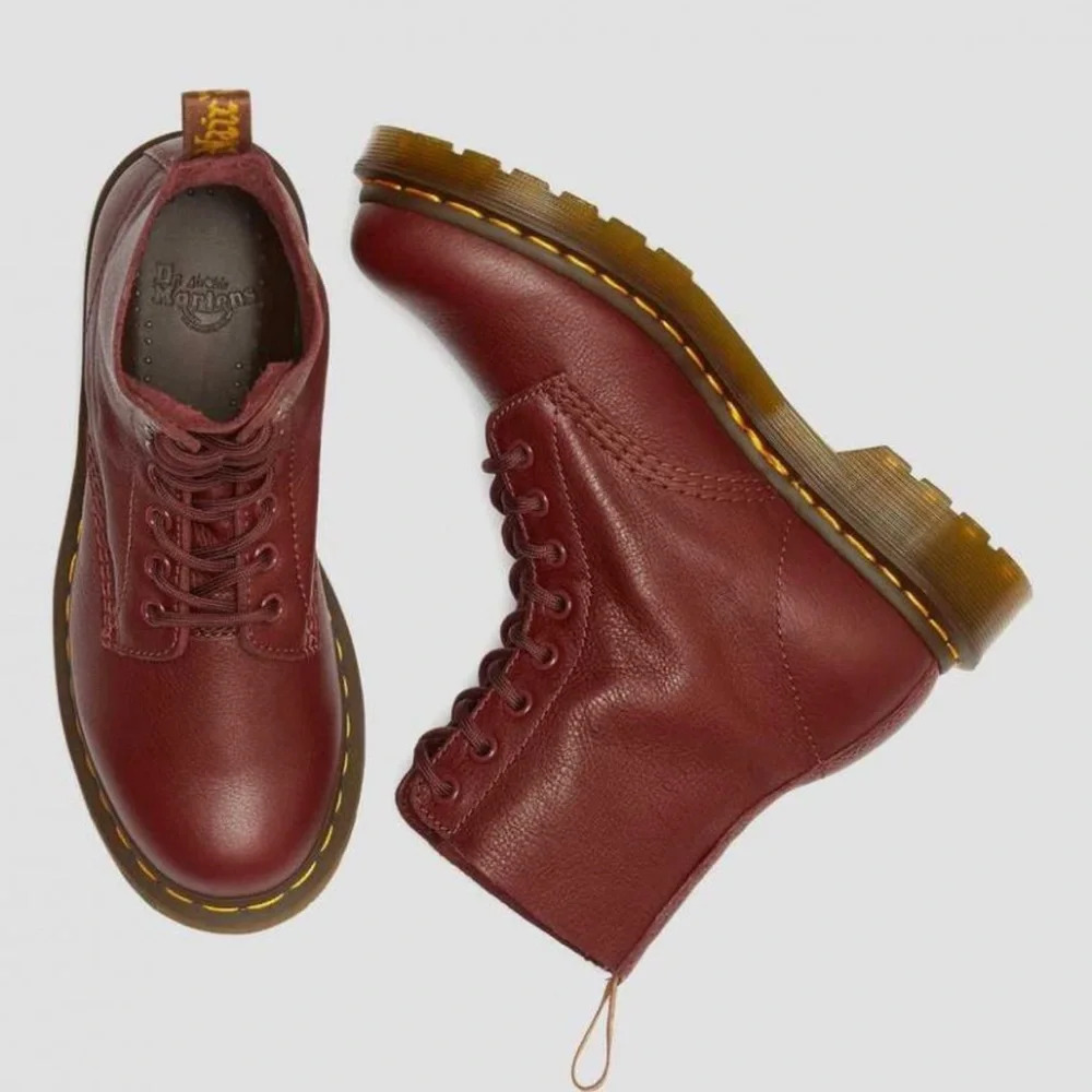 Dr. Martens 1460 Women’s Pascal Virginia Leather Boots Burgundy Size 38 Women